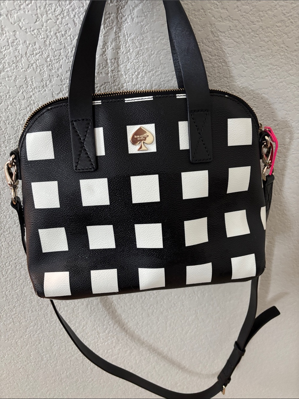 kate spade Black & White Checkerboard Dome Satchel - Picture 12 of 12